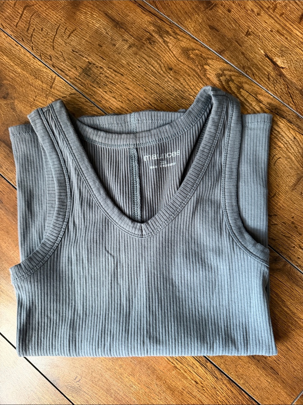 Maurices Ribbed V-Neck Tank Top - Charcoal